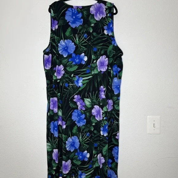 Stan Herman Silky Jersey Hibiscus plus dress size 3X - Picture 2 of 9
